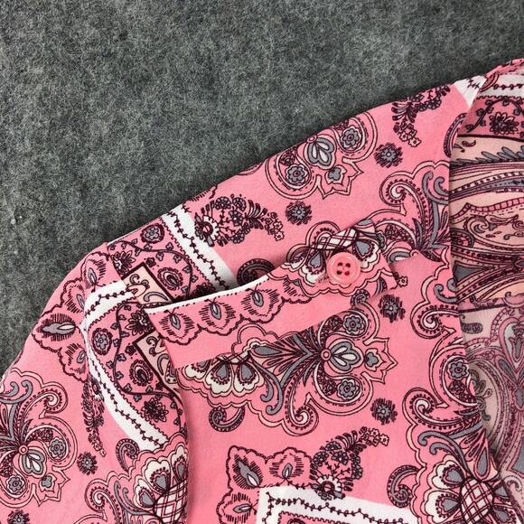 Victoria's Secret Nightgown Medium Pink Paisley Floral Button Up Belted Womens - Picture 9 of 14